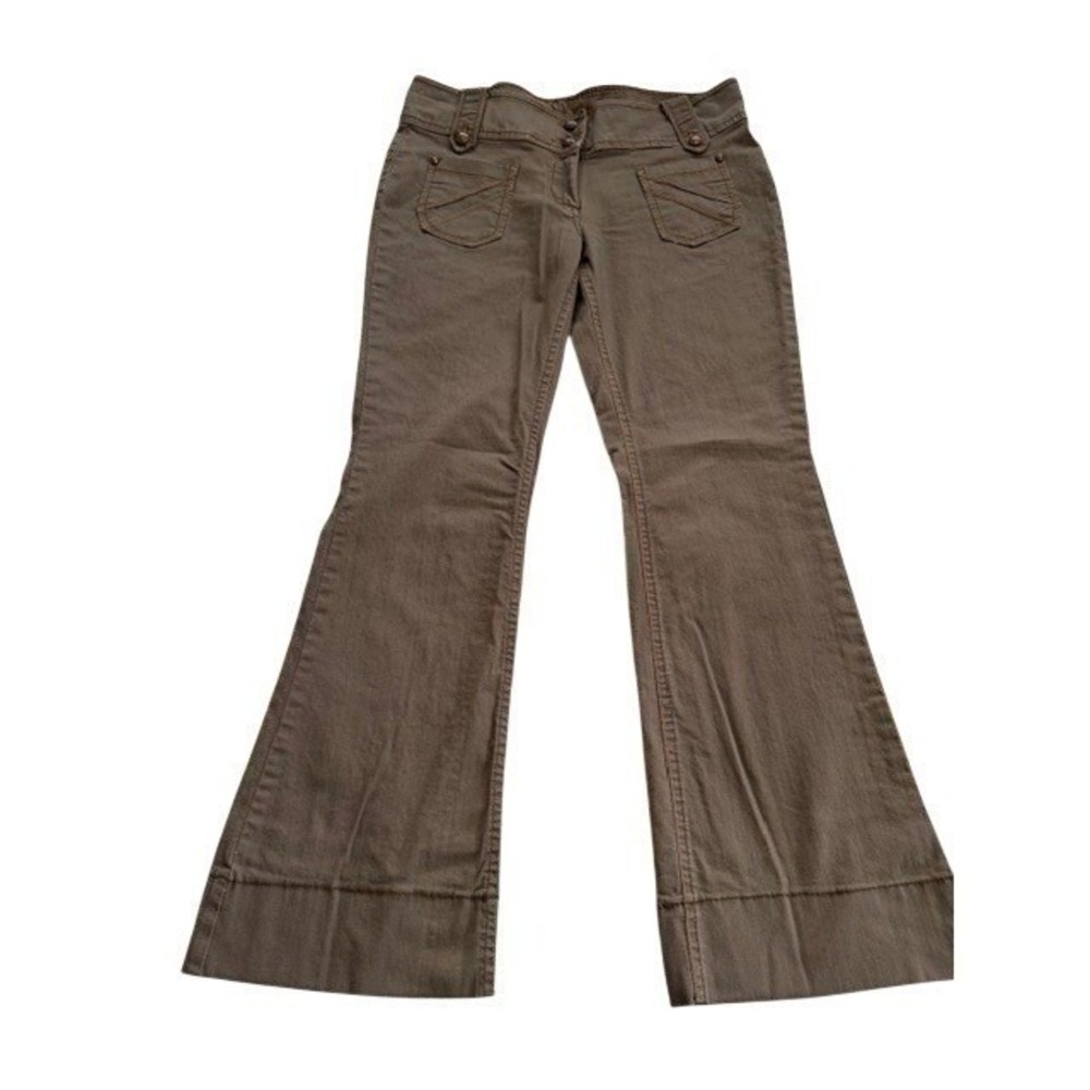 Next Womens 14R Brown Stretch Flare Jeans Y2K Bootcut Wide Leg Mid Rise